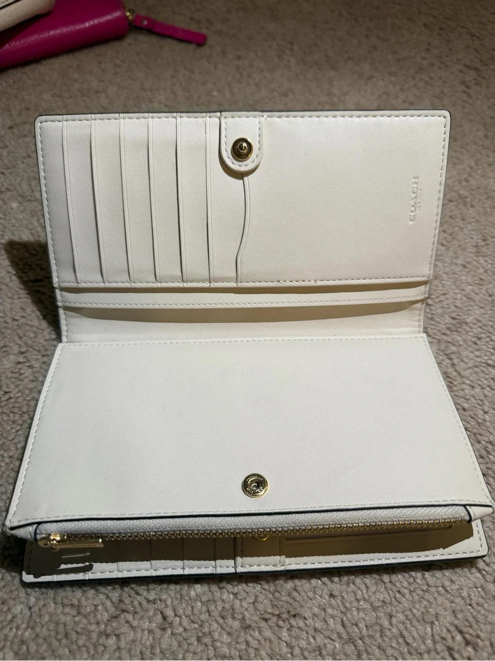 Coach Signature Canvas Continental Wallet in Tan/Beige